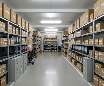 Business shifting unit with organized inventory and office equipment stored safely